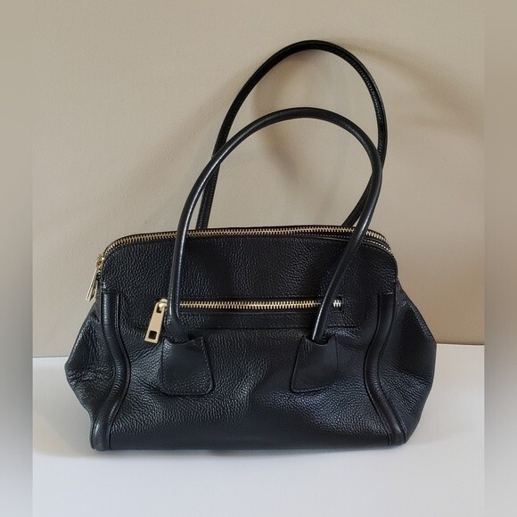Borse In Pelle Black Leather Handbag Made in Italy - Picture 1 of 14